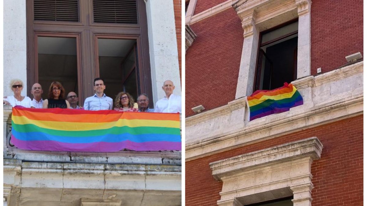 Banderas LGTBI+ en el Ayuntamiento y sede de VTLP
