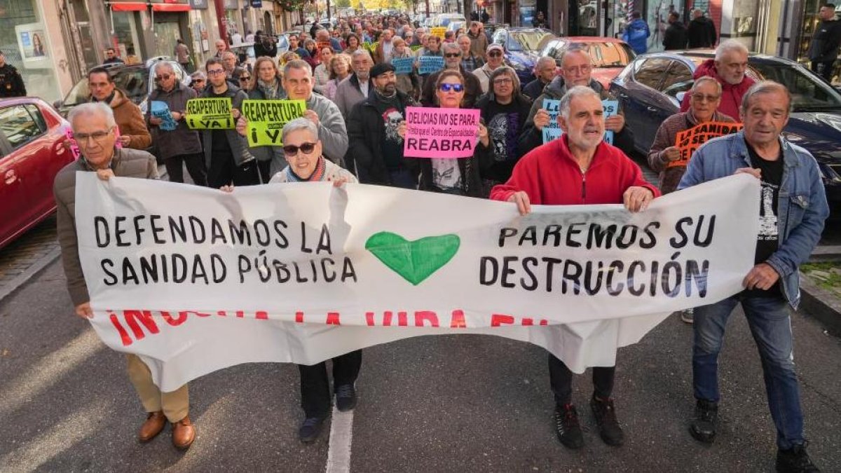 Manifestación en defensa de la sanidad pública en Delicias (Valladolid).