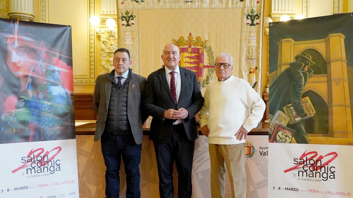 Carlos Ramírez, Jesús Julio Carnero y Jesús Redondo en la presentación del Salón del Cómic y del Manga