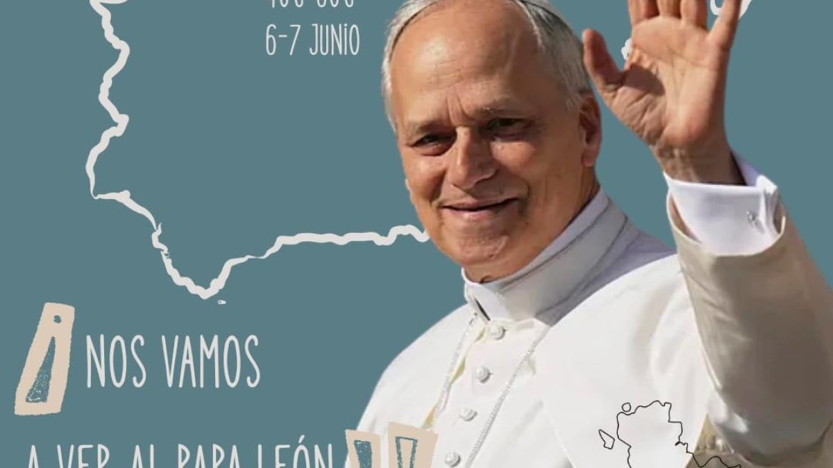Cartel de las preinscripciones a las posibles peregrinaciones desde Valladolid para ver al Papa León XIV durante su visita a España.