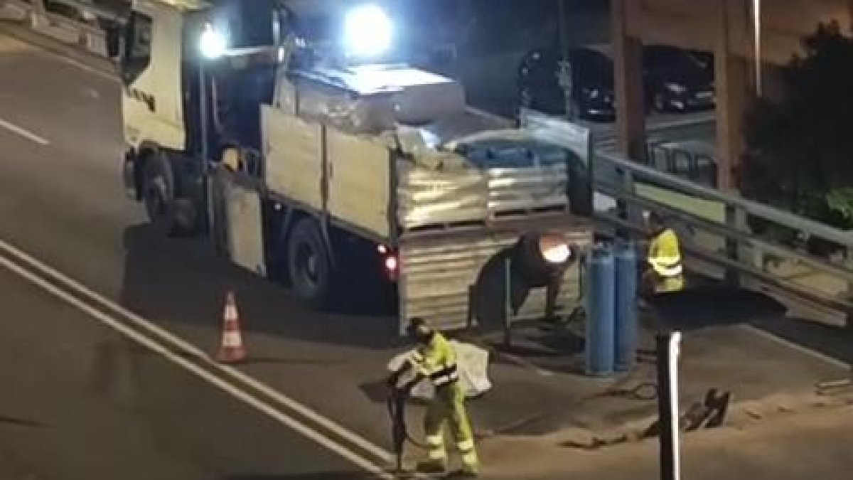 Obras nocturnas en Arco de Ladrillo