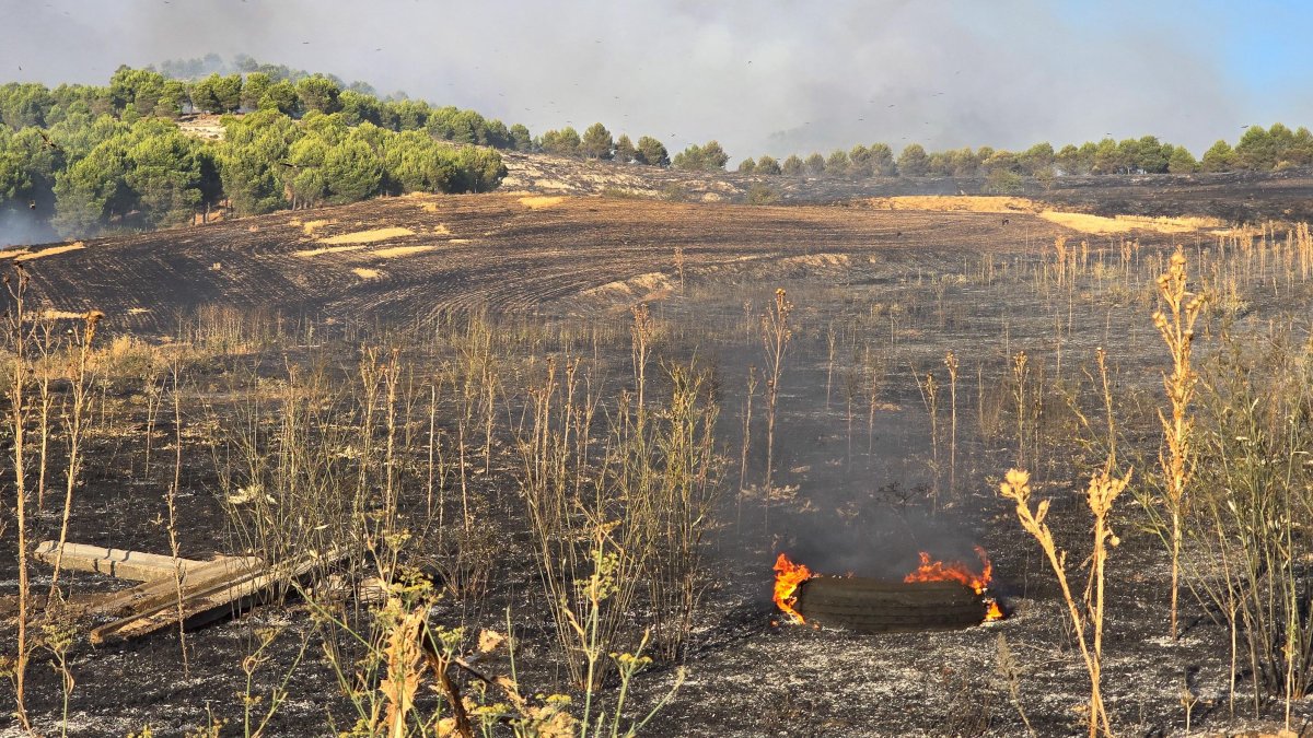Incendio en Santovenia (Valladolid).