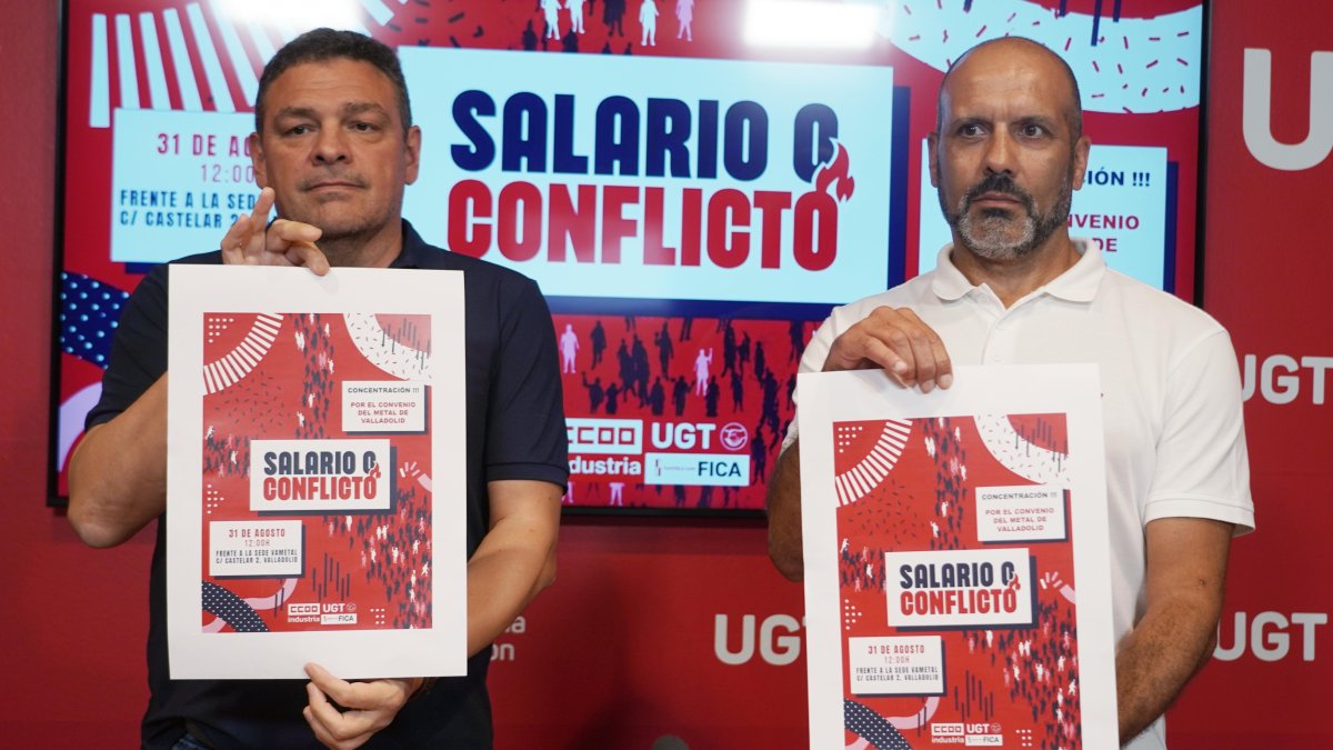 Secretario de acción sindical y coordinación sectorial de UGT FICA Castilla y León y secretario general de Industria de CCOO Valladolid, anuncian las movilizaciones por el sector del metal