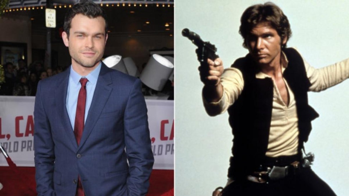 Alden Ehrenreich (izquierda), junto a Harrison Ford caracterizado como Han Solo.-