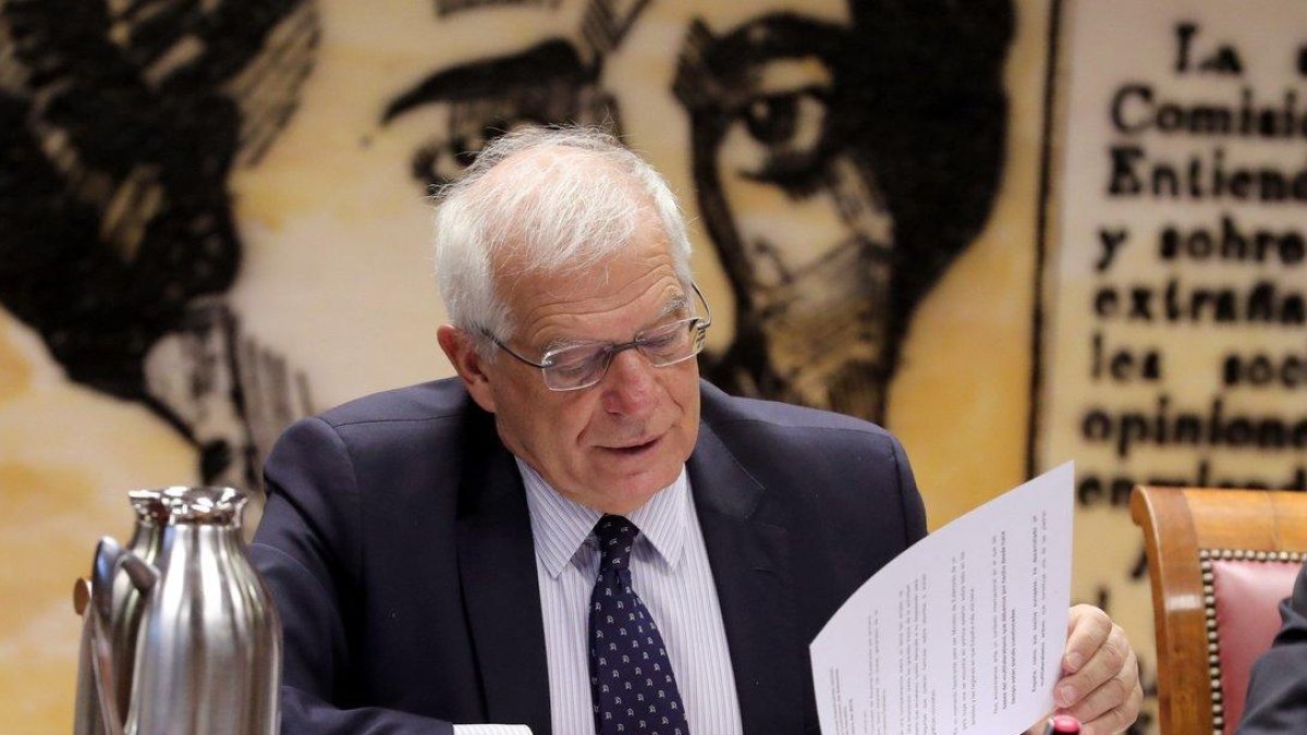 El ministro de Asuntos Exteriores, Josep Borrell, en la Comisión de Asuntos Exteriores del Senado. /-EFE// ZIPI