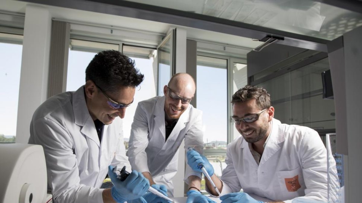 Miembros del grupo Bioforge en las instalaciones del edificio LUCIA de la Universidad de Valladolid.