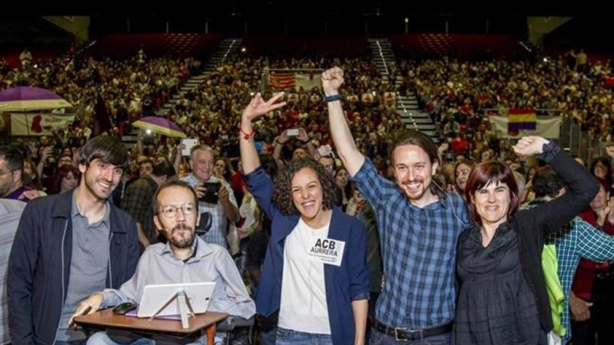 El secretario general de Podemos, Pablo Iglesias, en un mitin en Barakaldo.-EFE / IÑAKI ANDRES