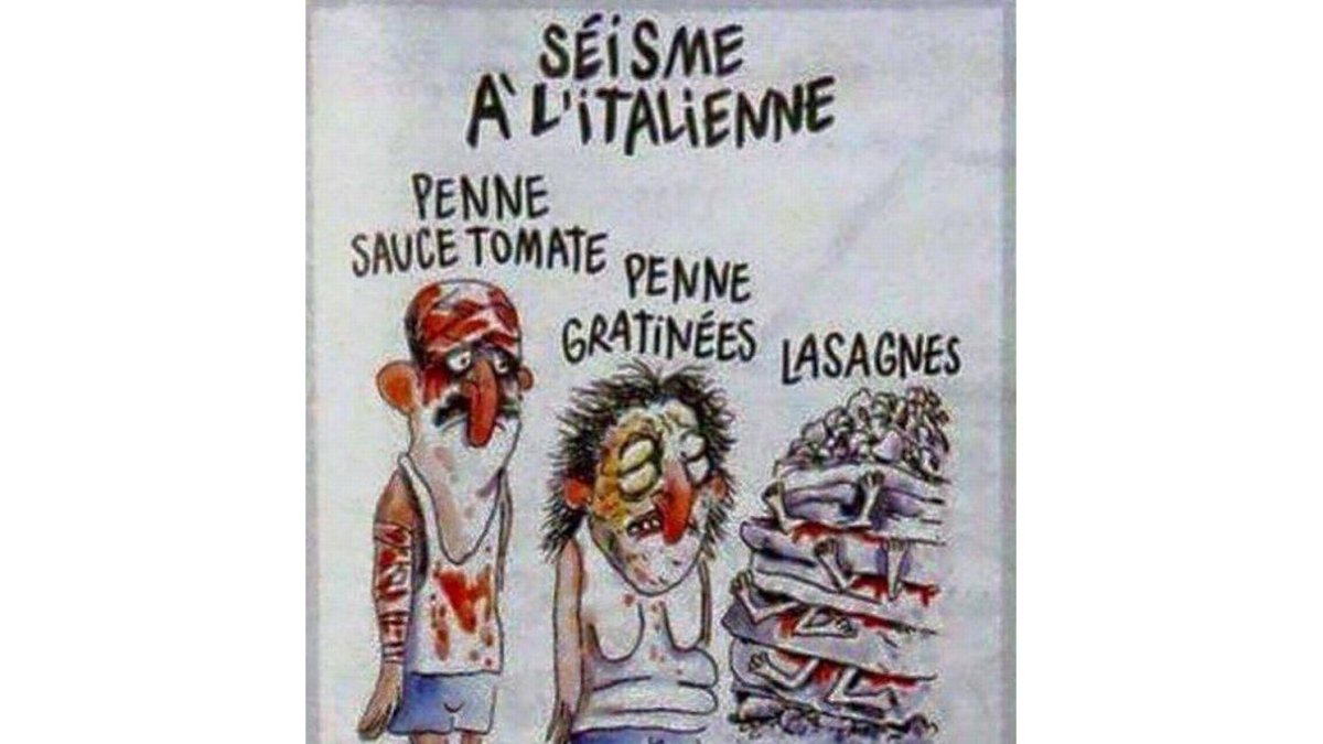 La viñeta de 'Charlie Hebdo' sobre el terremoto de Italia.-EL PERIÓDICO