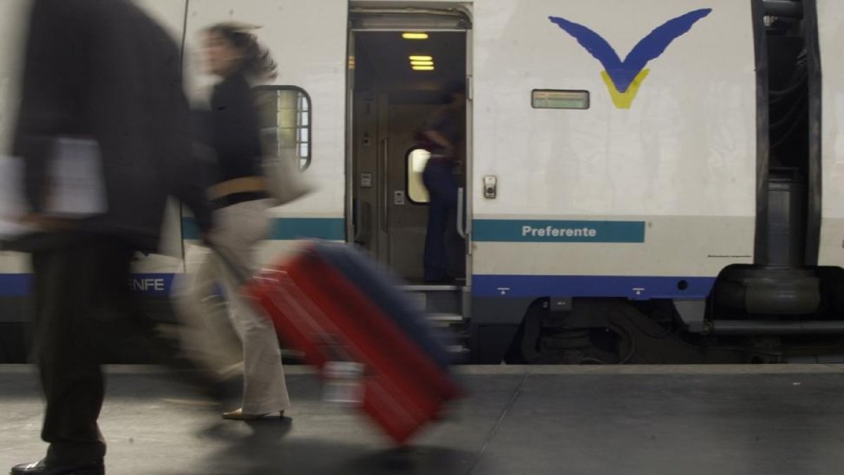 Un hombre arrastra una maleta por una estación de trenes.-E. M.