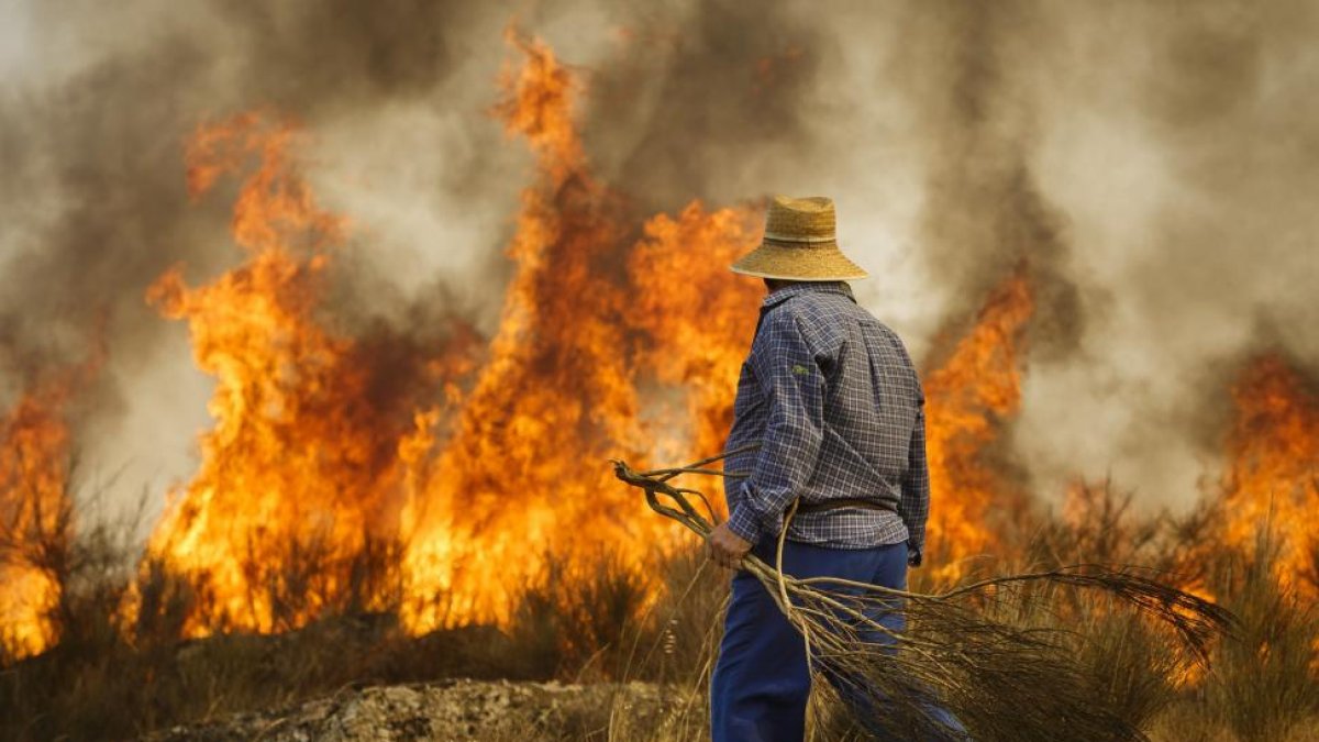 Incendio en San Felices de los Gallegos(Salamanca).-ICAL