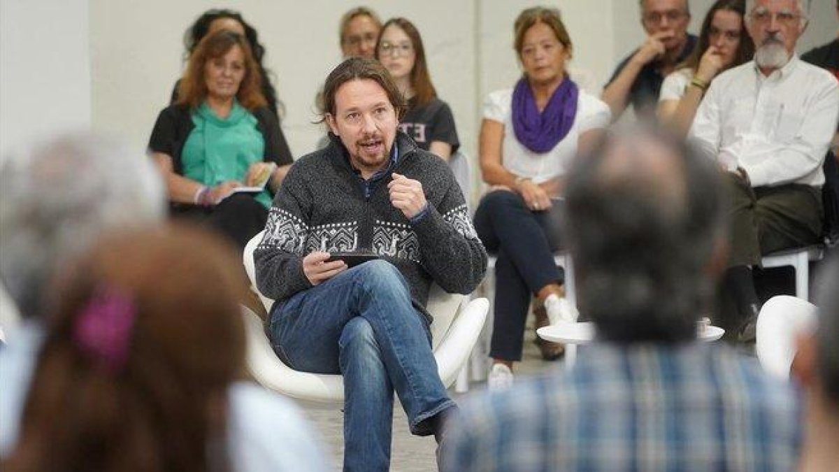 El candidato de Unidas Podemos, Pablo Iglesias, en el debate Emergencia climática y Lucha ambientales en España.-JOSÉ LUIS ROCA