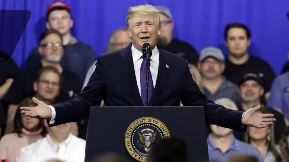 El presidente Donald Trump en una rueda de prensa en Ohio el pasado lunes.-EVAN VUCCI (AGENCIAS)