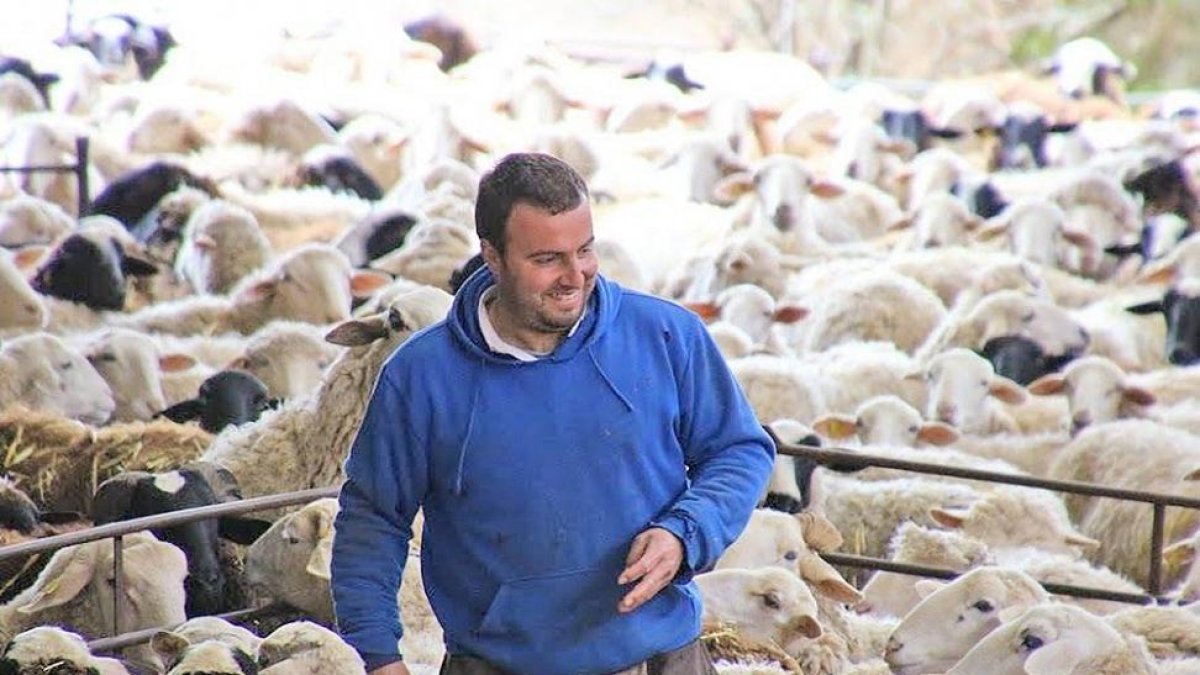 Alberto Fernández con sus ovejas en la explotación de Santa Colomba de Sanabria.-EL MUNDO
