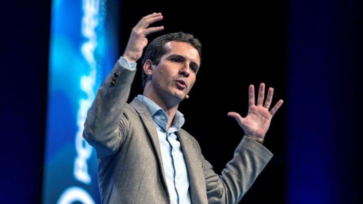 El líder del PP, Pablo Casado, en un acto de partido en diciembre.-CRISTÓBAL OSETE (EFE)