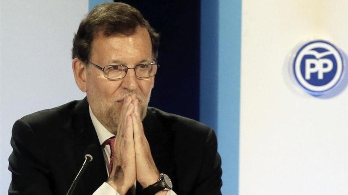 Mariano Rajoy durante la clausura de una conferencia con los portavoces parlamentarios de su partido-Manuel Lotrenzo