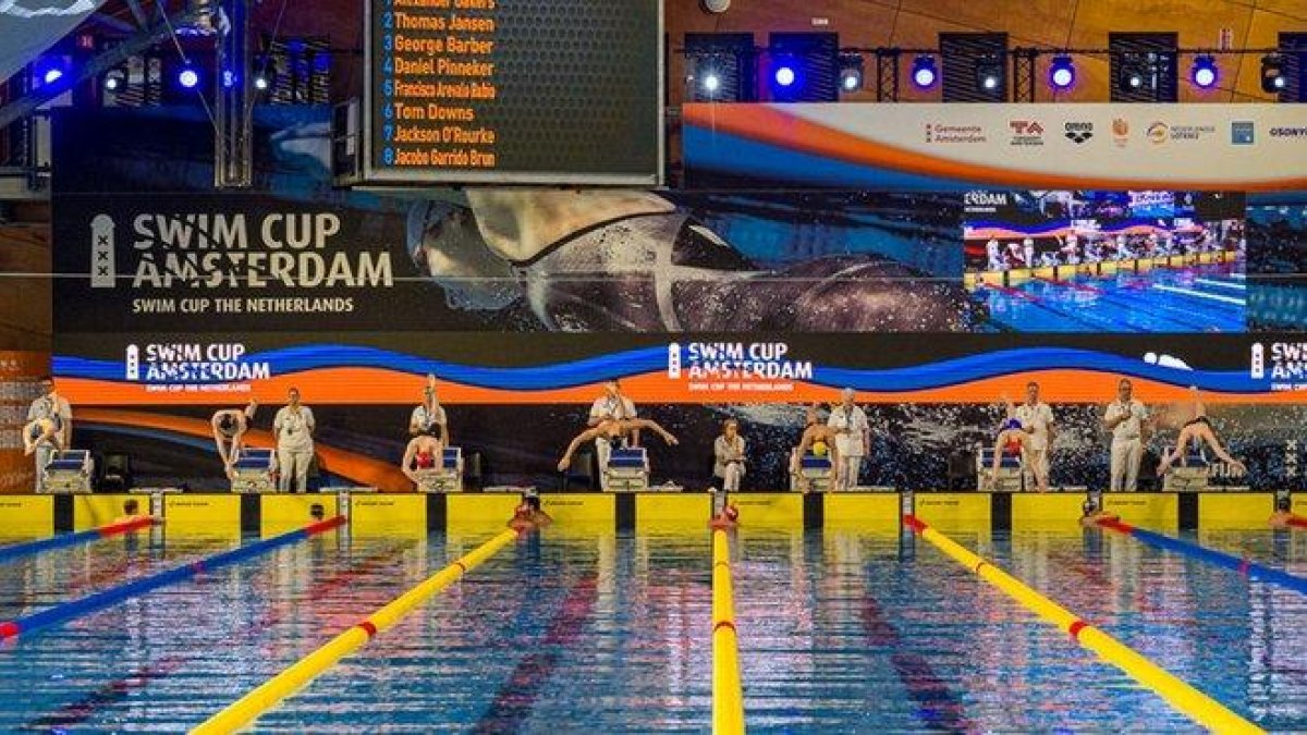Aspecto general de la piscina en la Amsterdam Swim Cup.-ASC