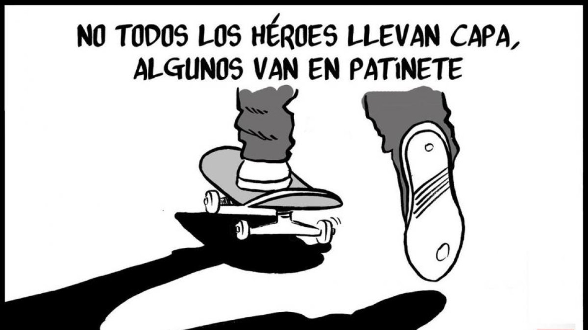 Viñeta del dibujante Malagón con que homenajea el heroísmo de Echeverría.-