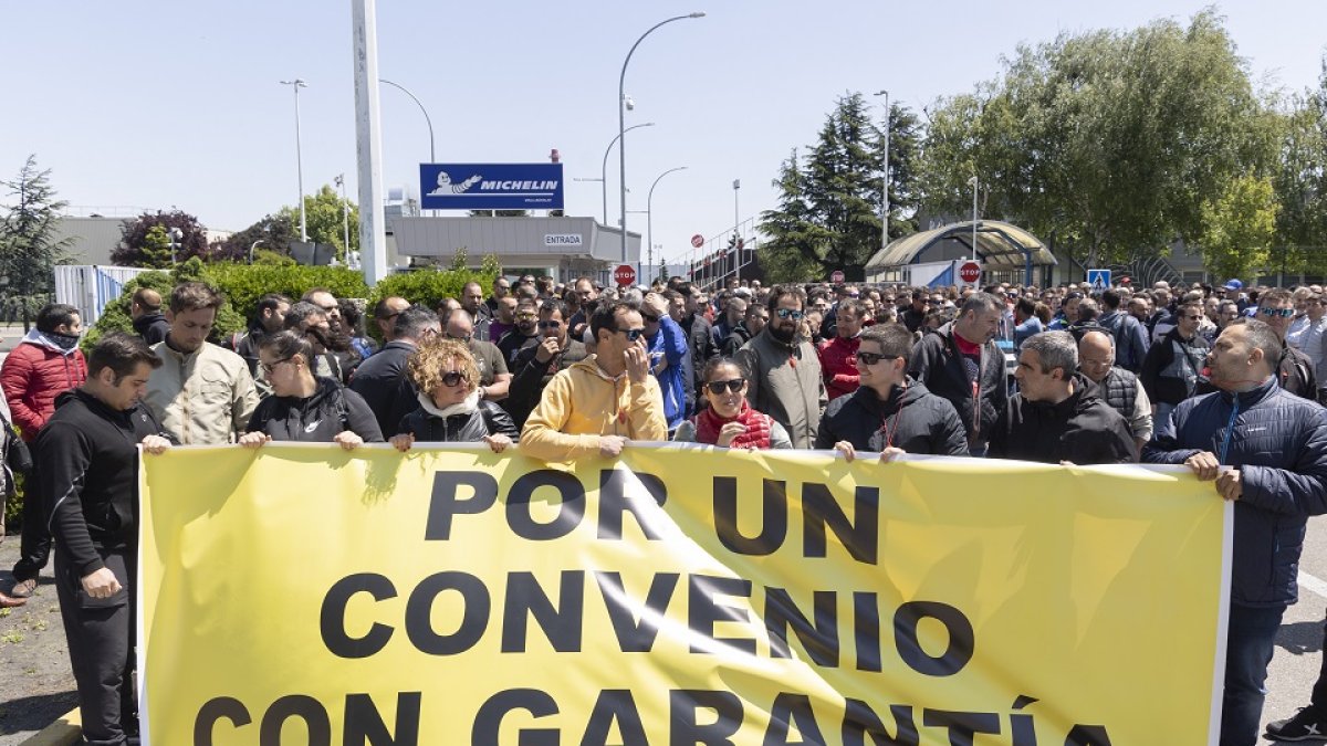 Protestas de los trabajadores de la fábrica de Michelín el pasado 18 de mayo. PHOTOGENIC