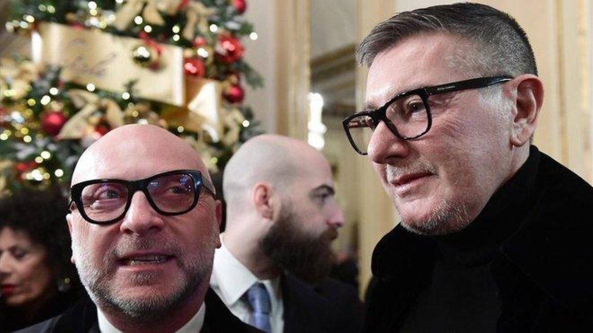 Los diseñadores italianos Domenico Dolce y Stefano Gabbana.-AFP