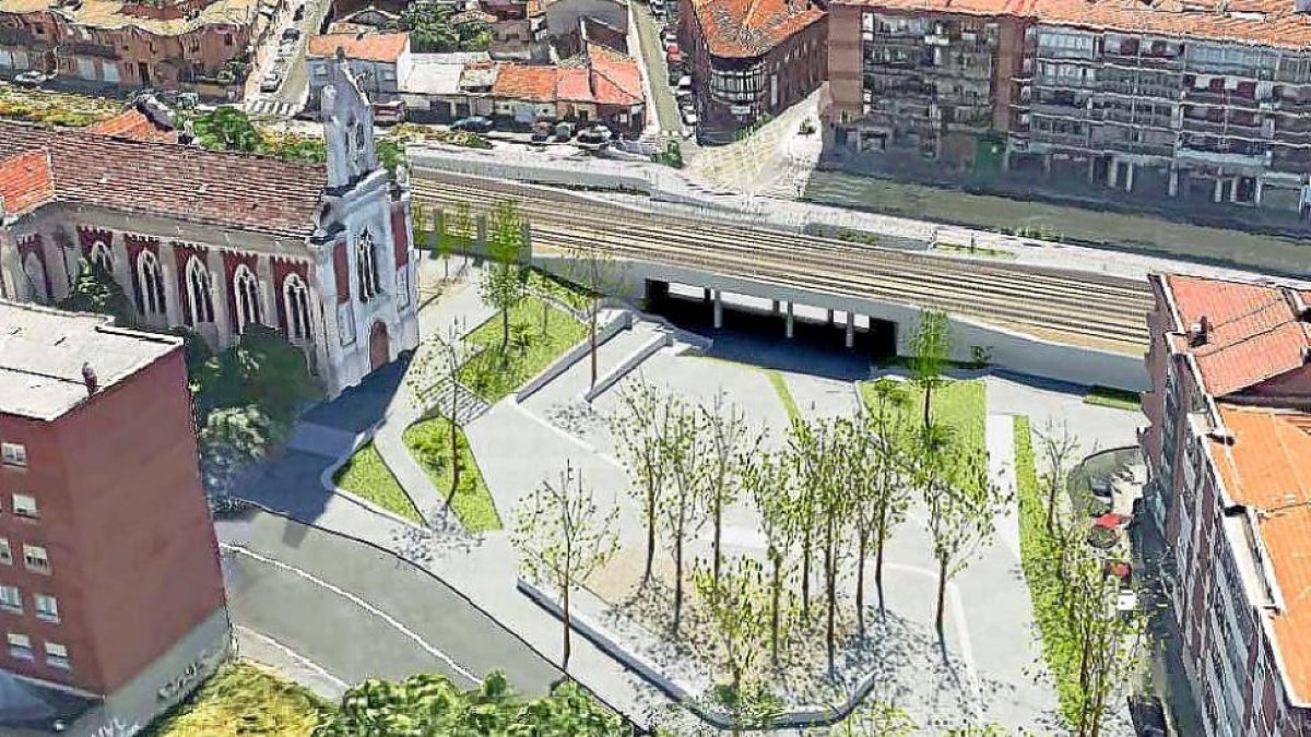 Recreación de la nueva imagen que tendrá la plaza de Rafael Cano cuando esté construido el paso inferior bajo la vía .-E. M.
