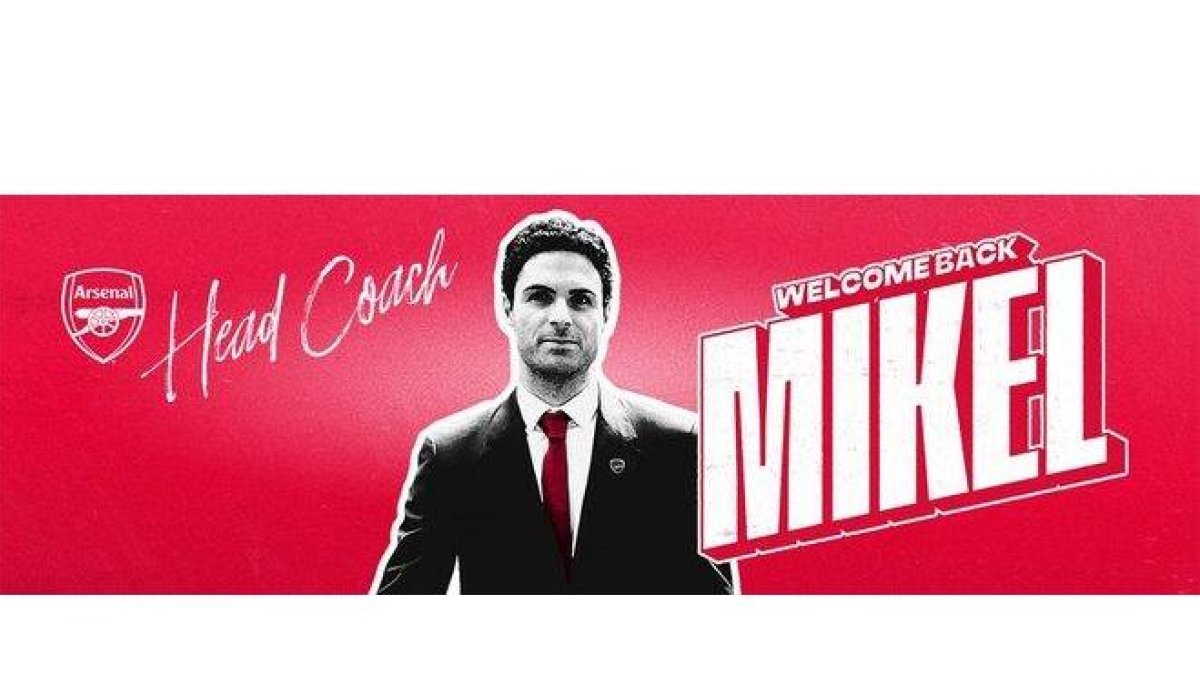 El anuncio del Arsenal para recibir a Mikel Arteta.-
