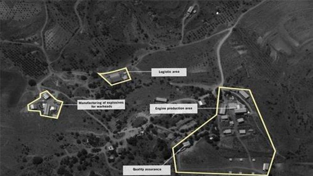 Imagen satelital de la supuesta fábrica de misiles de Hezbolá.-AFP