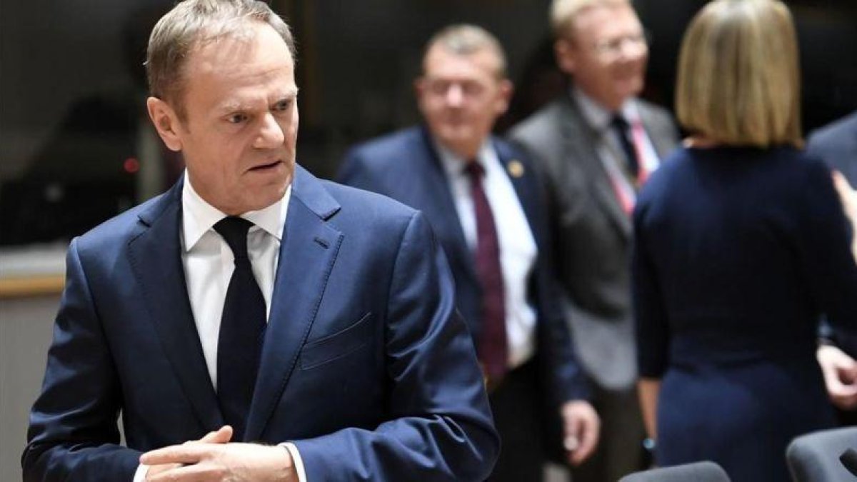 Tusk, a su llegada para una reunión en el marco de la cumbre europea, el 9 de marzo, en Bruselas.-AFP / STEPHANE DE SAKUTIN