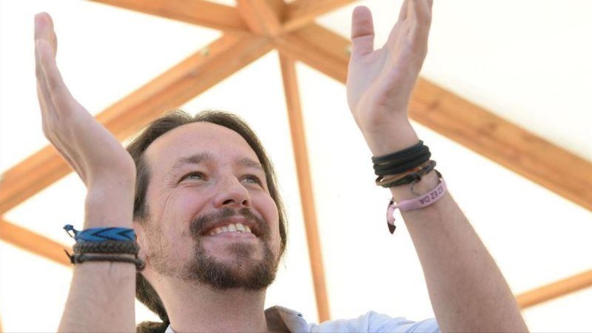 Pablo Iglesias durante el acto de conmemoración de la Diada en Barcelona.-JOSEP LAGO / AFP