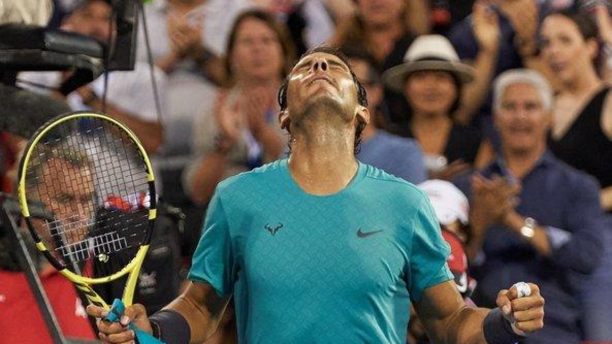 Rafael Nadal celebra la victoria ante Guido Pella, en Montreal.-EFE/ EPA/ VALERIE BLUM