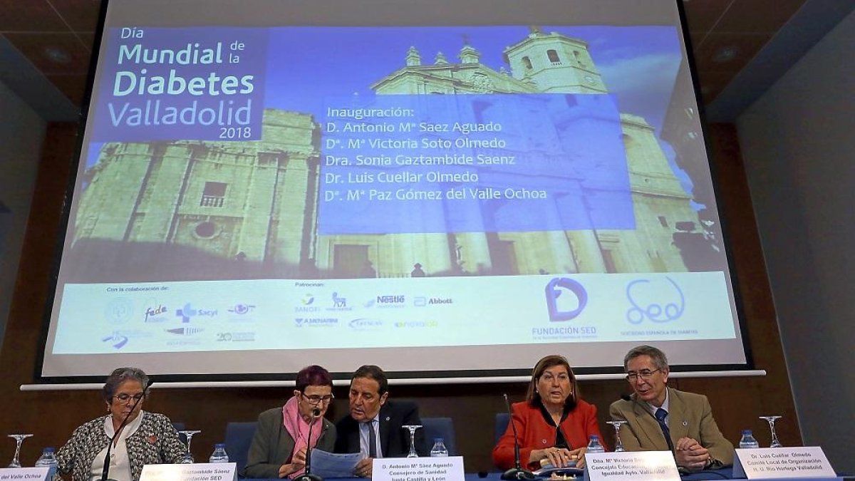 El consejero de Sanidad, Sáez Aguado, junto a la presidenta de la Fundación SED, Sonia Gaztambide.-ICAL