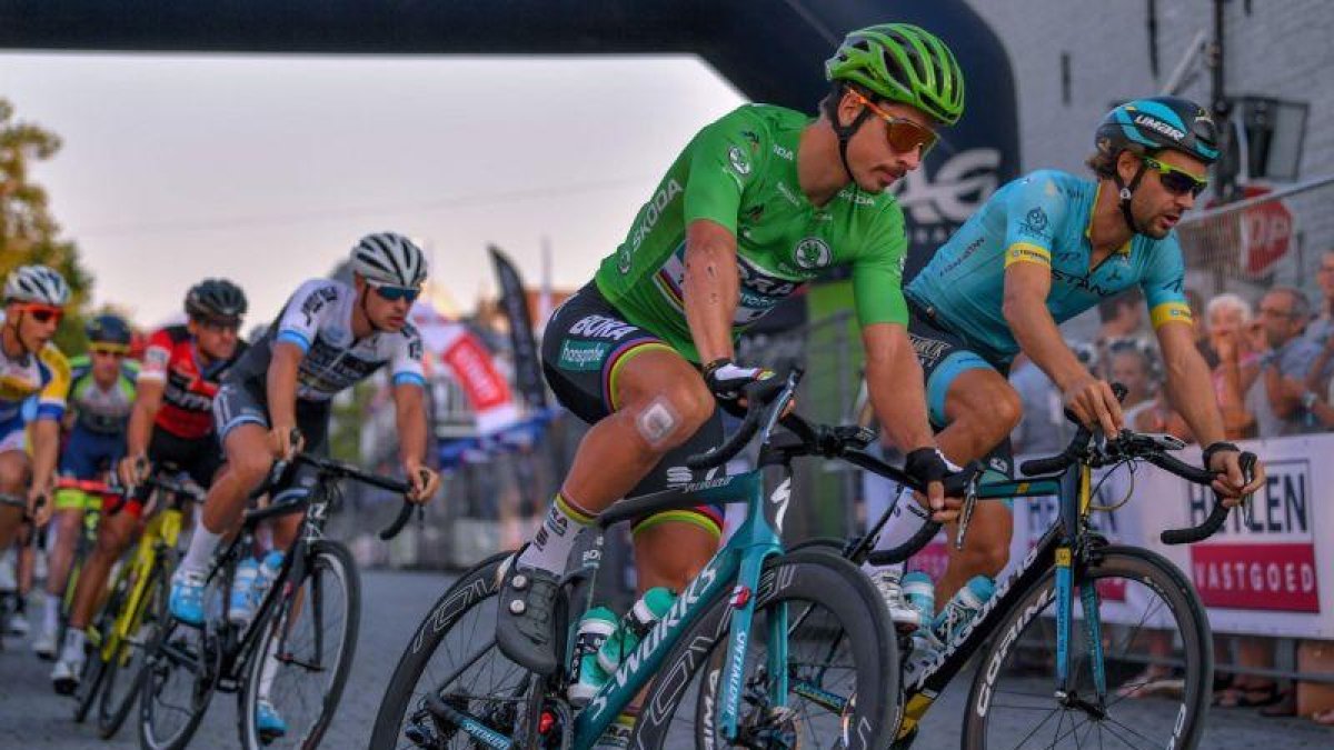 Peter Sagan, la semana pasada, durante un critérium de exhibición en Bélgica.-LUC CLAESSEN (AFP)