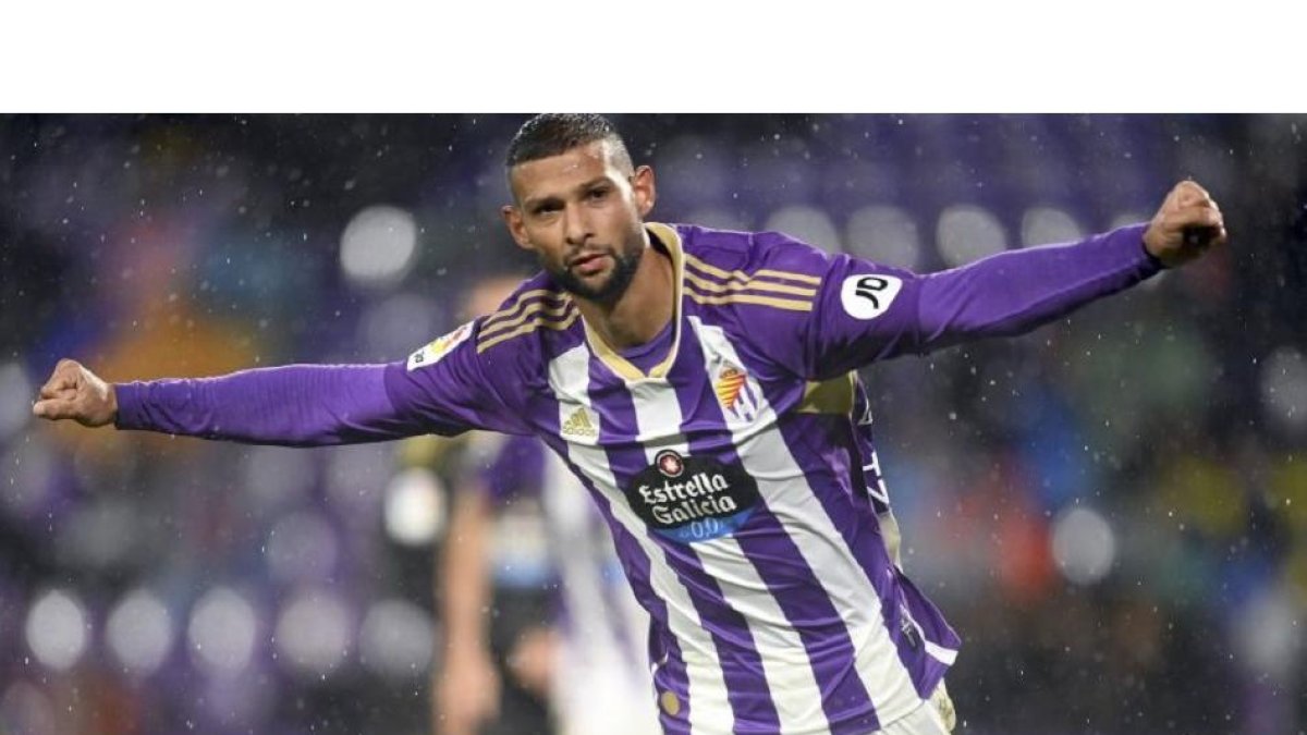 Joaquín celebra el segundo gol del Real Valladolid ante el celta. / LALIGA