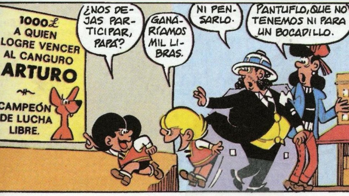 Viñeta de 'La vuelta al mundo' (1971), primera aventura larga de Zipi y Zape, en la que los traviesos hermanos viajan con sus padres.-ESCOBAR