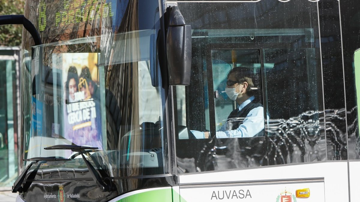 Un chófer de un autobús de Auvasa, en una imagen de archivo.- JUAN MIGUEL LOSTAU.