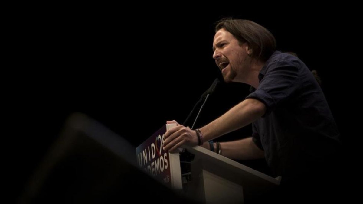 Pablo Iglesias en el polémico mitin de cierre de la campaña del 26-J, en Madrid.-AP/ FRANCISCO SECO