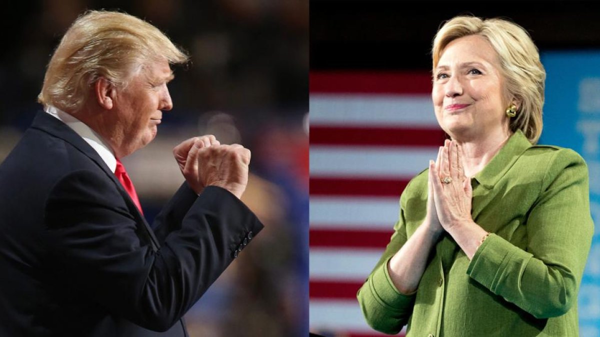 Donald Trump y Hillary Clinton, durante actos electorales.-