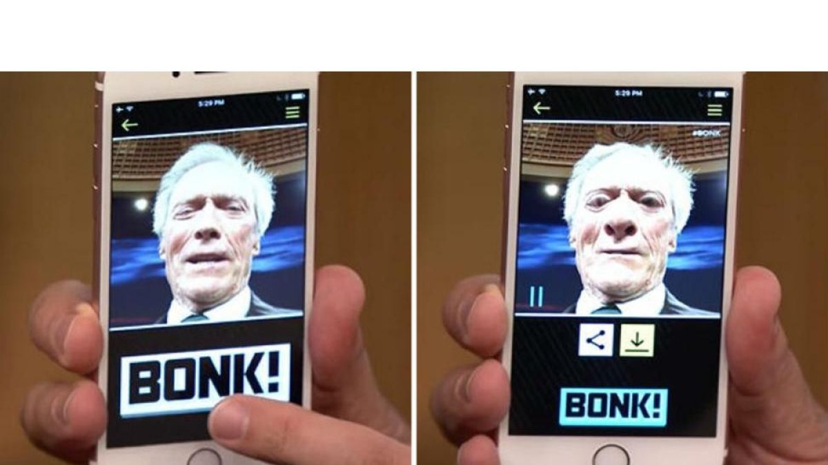 Selfi de Clint Eastwood con la 'app' Bonk.-VIDEOTAPE