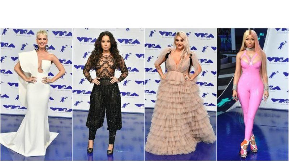 Katy Perry, Demi Lovato, Kesha y Nicki Minaj en los MTV Music Video Awards 2017.-EL PERIÓDICO