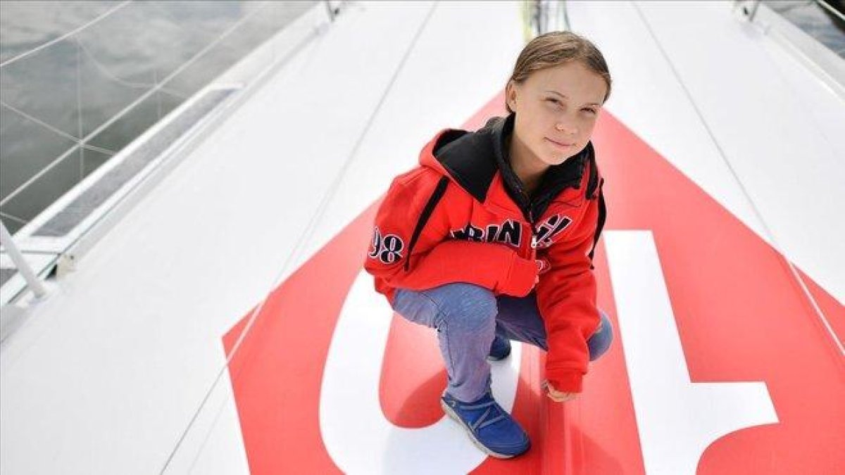 La activista sueca Greta Thunberg, en el puerto de Plymouth.-AFP / BEN STANSALL