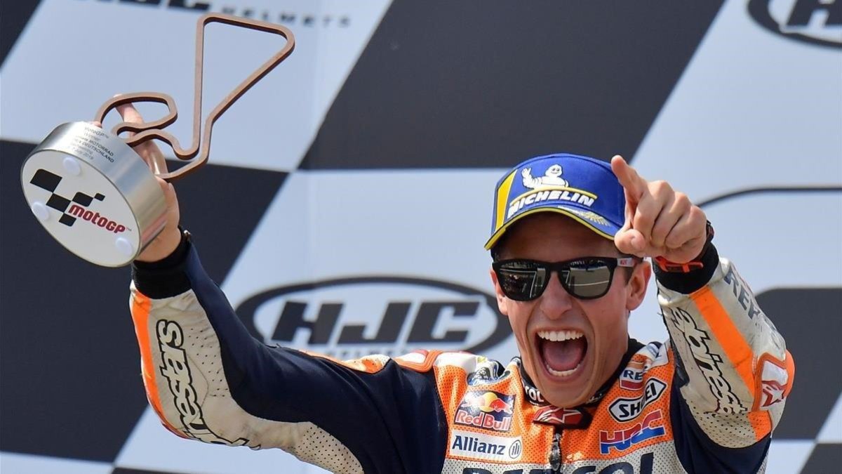 Marc Márquez (Repsol-Honda) consigue la décima victoria en el GP de Alemania.-AFP