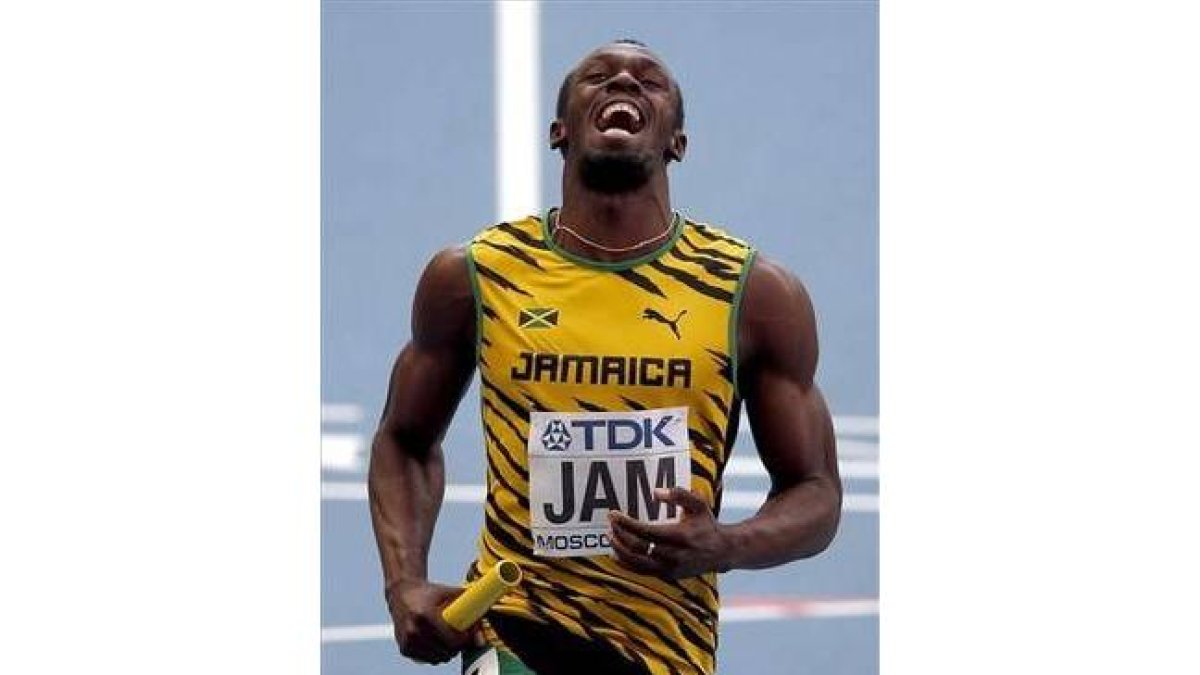 Bolt durante los Mundiales de Atletismo de Moscú 2013.-Foto: EFE