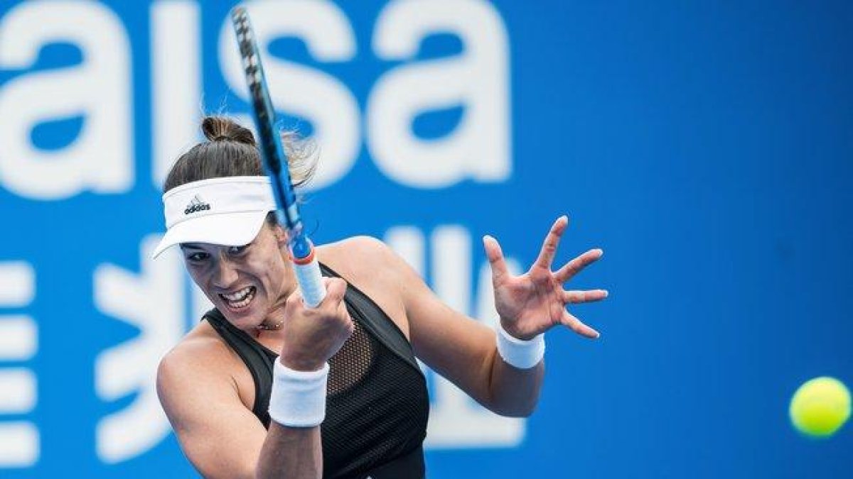 Garbiñe Muguruza, en pleno partido.-STR / AFP