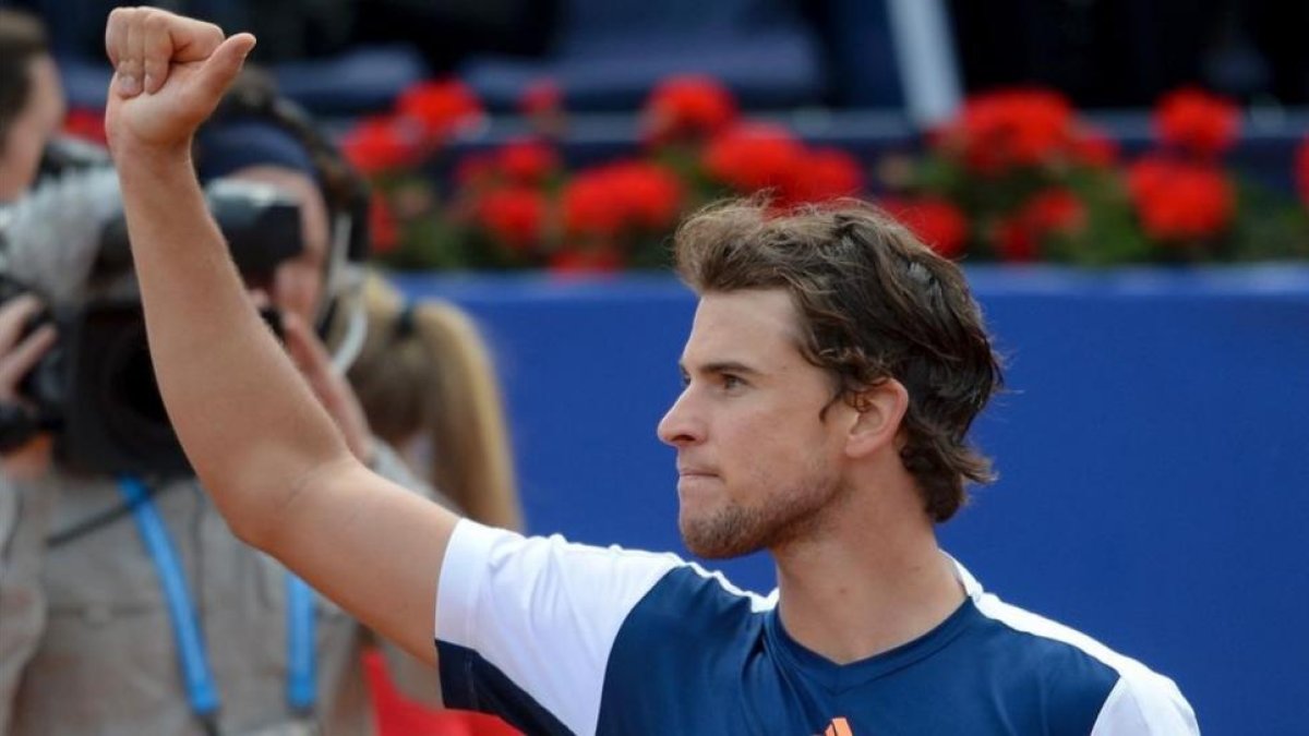 Thiem celebra el triunfo ante Murray.-AFP / JOSEP LAGO