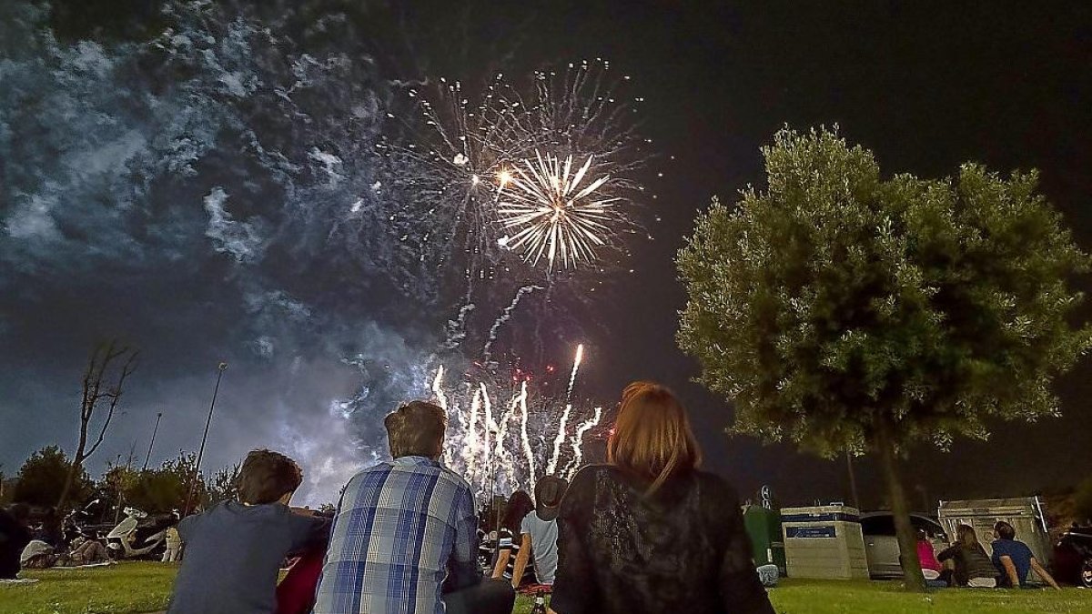 Sesión de fuegos artificiales durante las Fiestas y Ferias de la Virgen de San Lorenzo de 2018.
