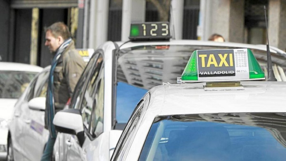 Imagen de una parada de taxi situada en la localidad de Valladolid.-J.M. LOSTAU