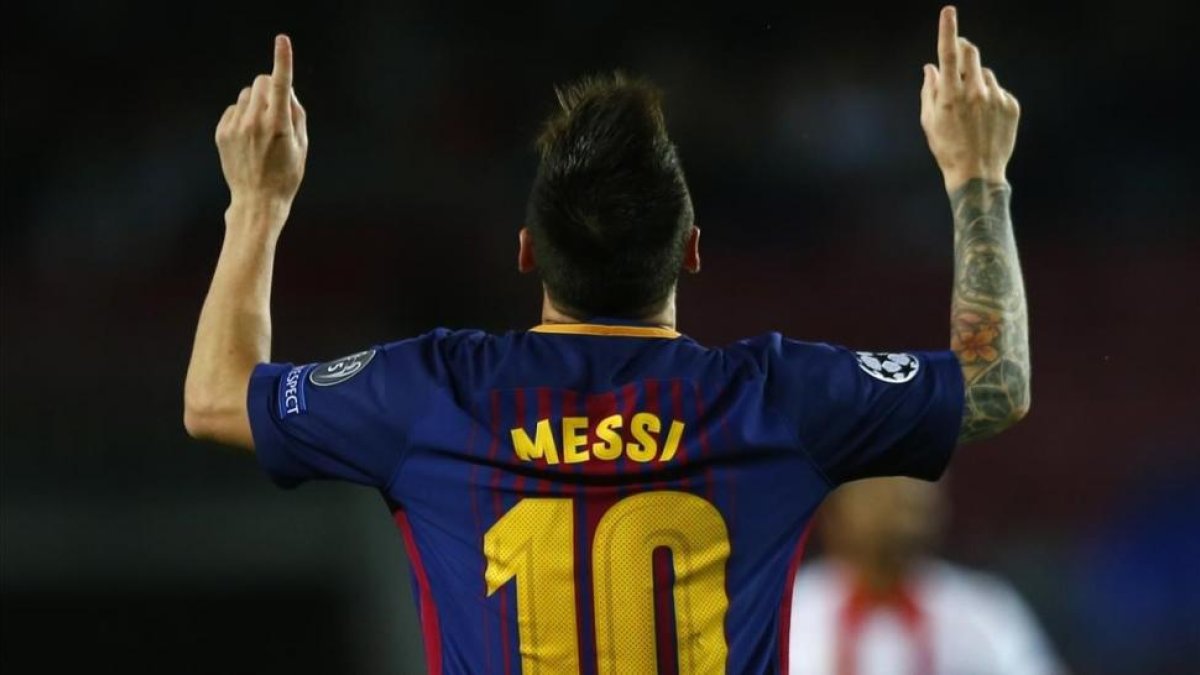 Messi celebra un gol.-AP