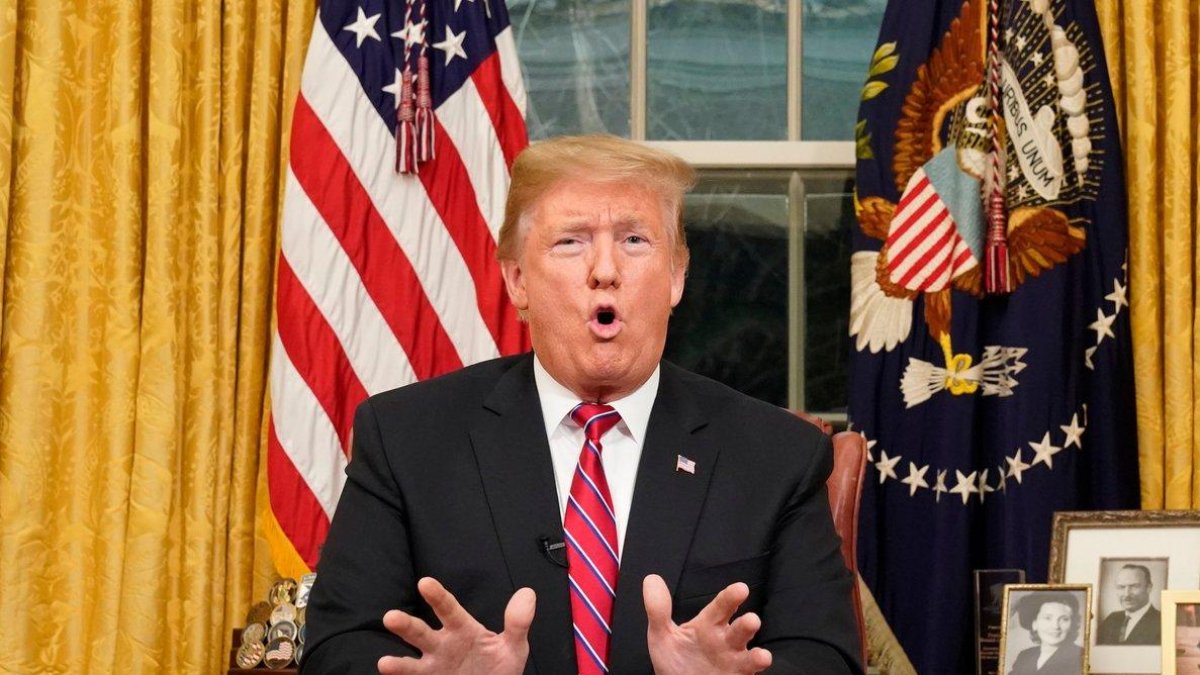Donald Trump, durante su discurso a la nación sobre el Muro con México.-POOL