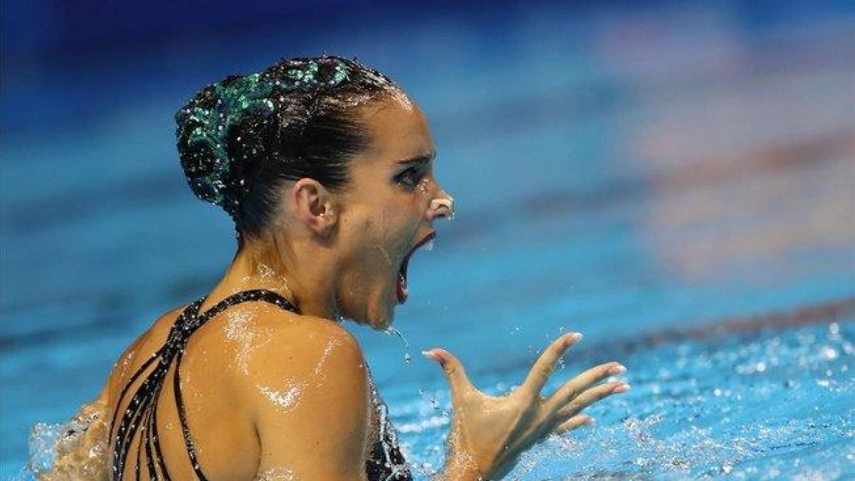 Ona Carbonell durante su actuación en la preliminar de solo libre, que la dejó en segunda posición-YONHAP (EFE)