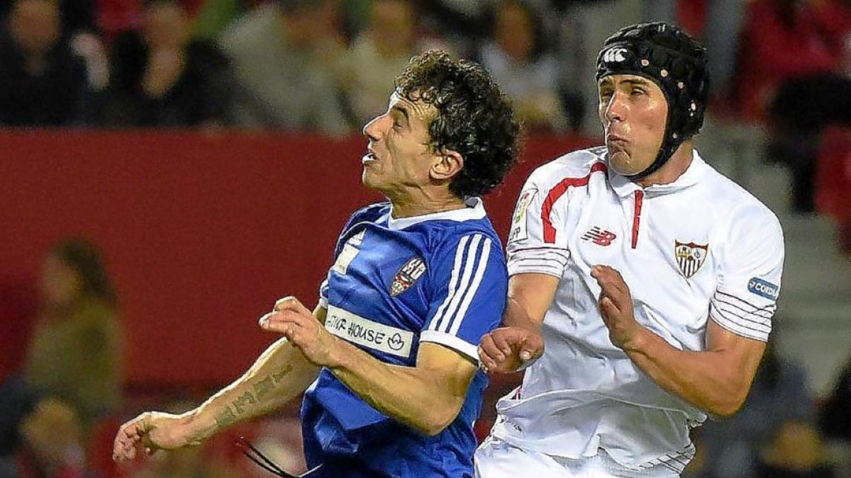 Luismi Sánchez durante el partido de Copa de esta temporada frente al Logroñés.-SEVILLA CF.