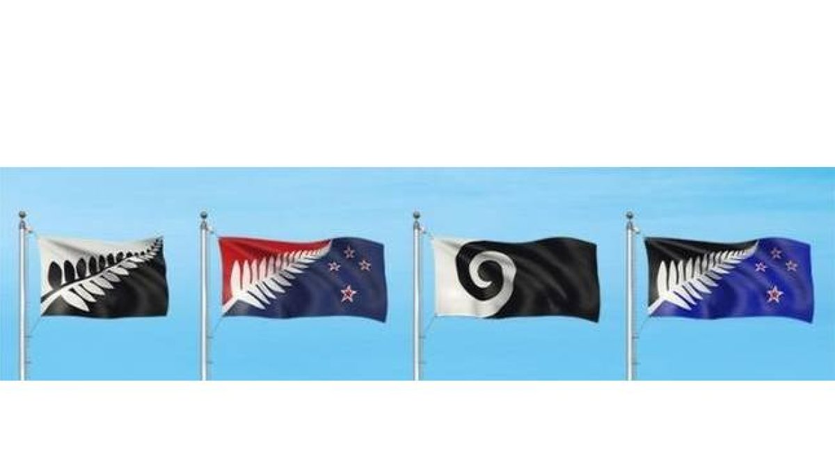 Los cuatro diseños definitivos propuestos por Nueva Zelanda para cambiar su bandera.-Foto: BBC NEWS